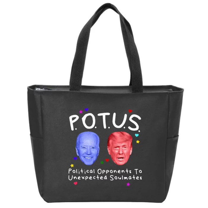 Political Opponents To Unexpected Soulmate Biden Trump Zip Tote Bag