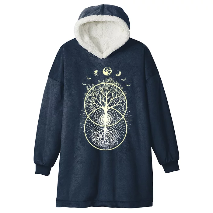 Phases Of The Moon Tree Of Life Circles Meaningful Gift Hooded Wearable Blanket