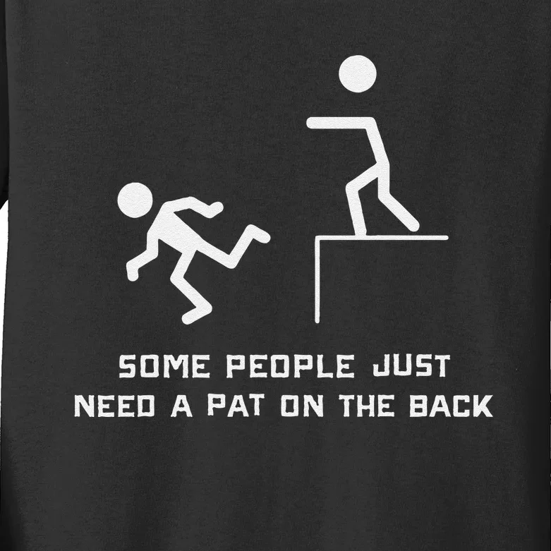 Pat On The Back Funny Adult Sarcastic Design Kids Long Sleeve Shirt