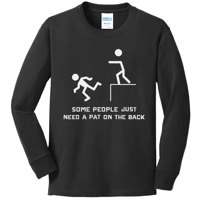 Pat On The Back Funny Adult Sarcastic Design Kids Long Sleeve Shirt