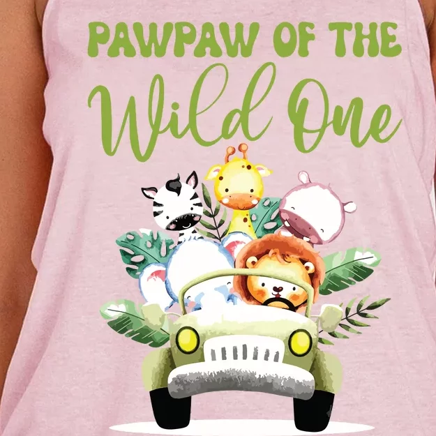 Pawpaw Of The Wild One 1st Birthday Safari Family Matching Women's Knotted Racerback Tank