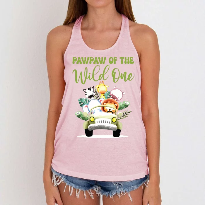 Pawpaw Of The Wild One 1st Birthday Safari Family Matching Women's Knotted Racerback Tank