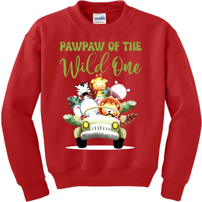 Pawpaw Of The Wild One 1st Birthday Safari Family Matching Kids Sweatshirt