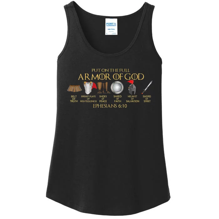 Put On The Full Armor Of God Shield Ephesians 611 Christian Ladies Essential Tank