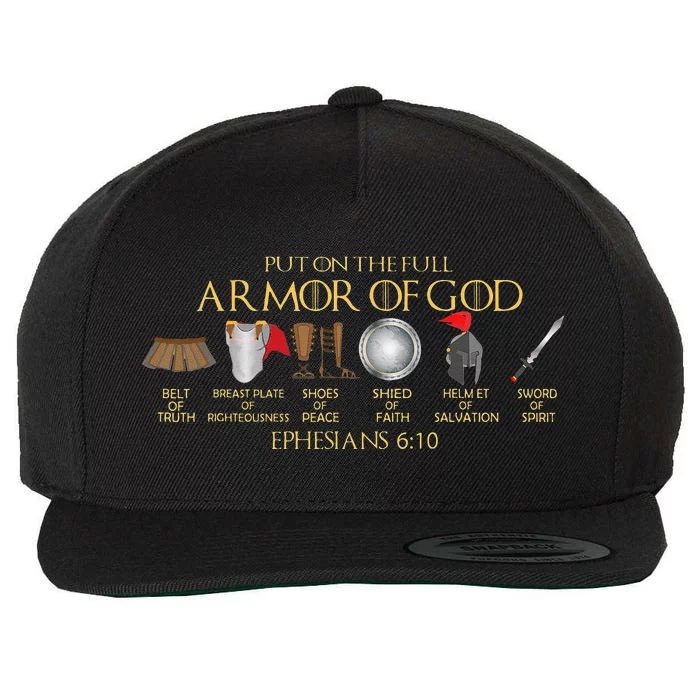 Put On The Full Armor Of God Shield Ephesians 611 Christian Wool Snapback Cap