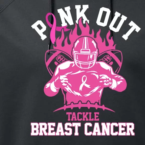 Pink Out Tackle Breast Cancer Awareness Football Performance Fleece Hoodie