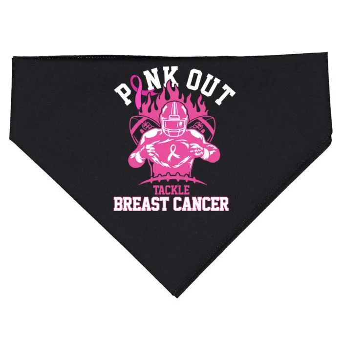 Pink Out Tackle Breast Cancer Awareness Football USA-Made Doggie Bandana