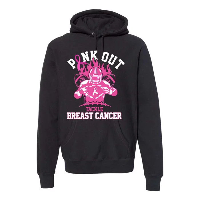 Pink Out Tackle Breast Cancer Awareness Football Premium Hoodie