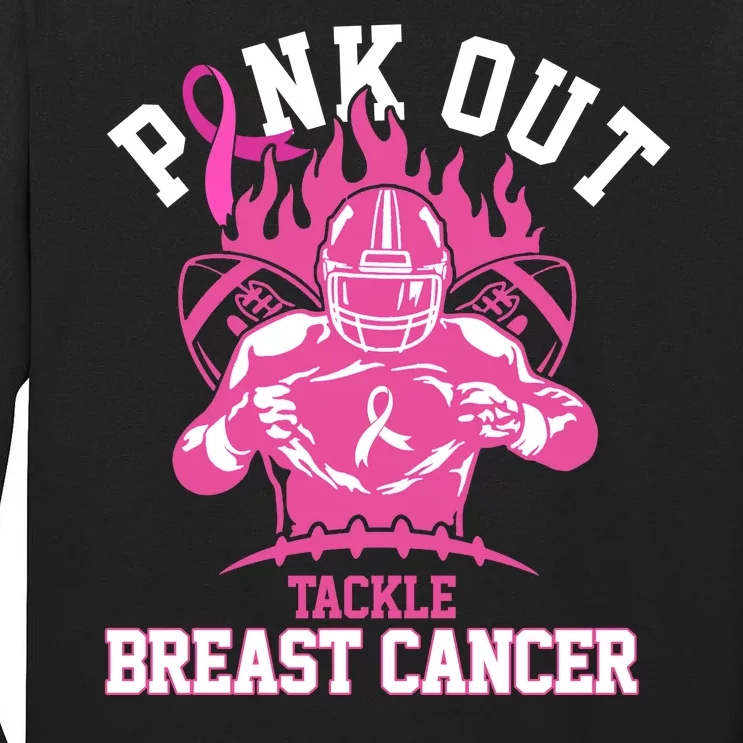 Pink Out Tackle Breast Cancer Awareness Football Tall Long Sleeve T-Shirt