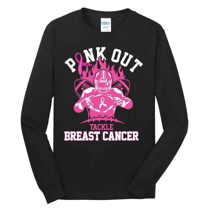 Pink Out Tackle Breast Cancer Awareness Football Tall Long Sleeve T-Shirt