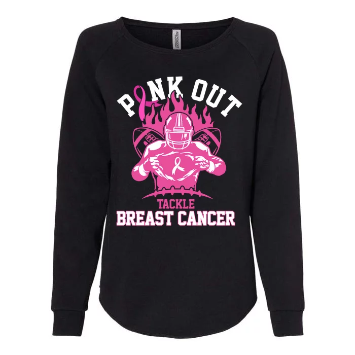 Pink Out Tackle Breast Cancer Awareness Football Womens California Wash Sweatshirt