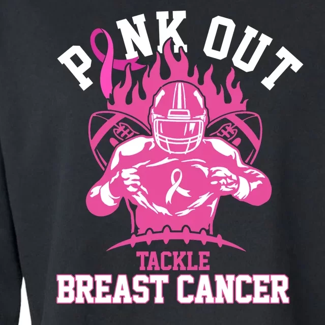 Pink Out Tackle Breast Cancer Awareness Football Cropped Pullover Crew