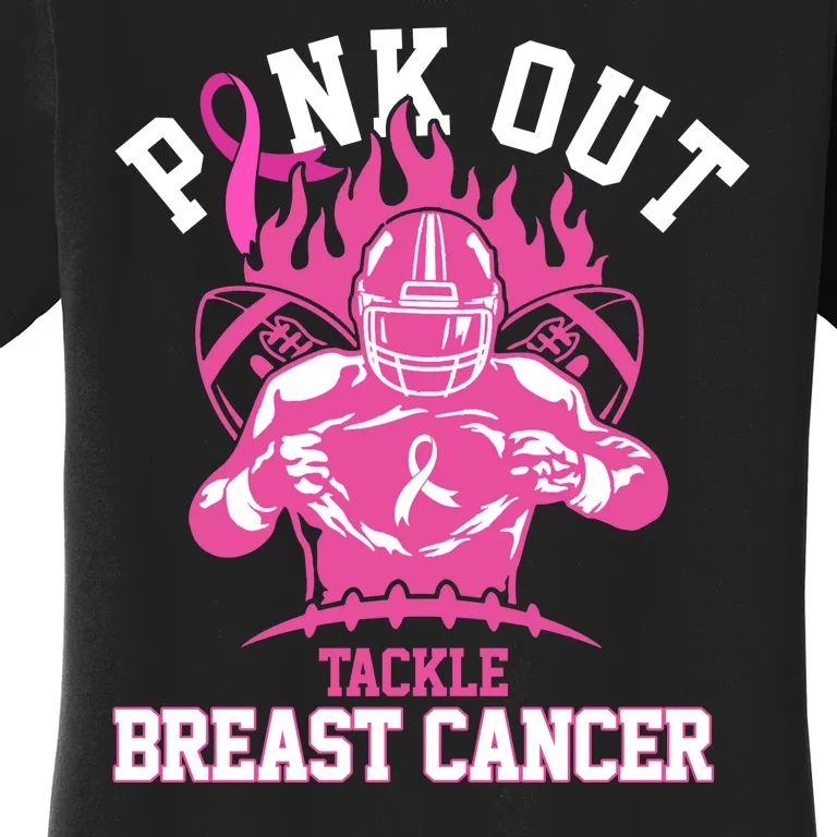 Pink Out Tackle Breast Cancer Awareness Football Women's T-Shirt