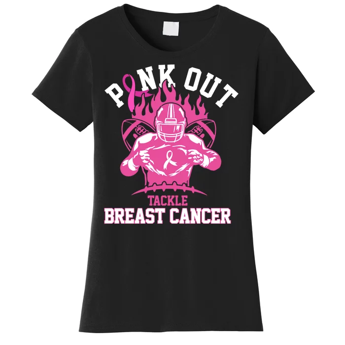 Pink Out Tackle Breast Cancer Awareness Football Women's T-Shirt