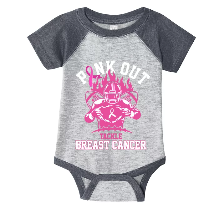 Pink Out Tackle Breast Cancer Awareness Football Infant Baby Jersey Bodysuit