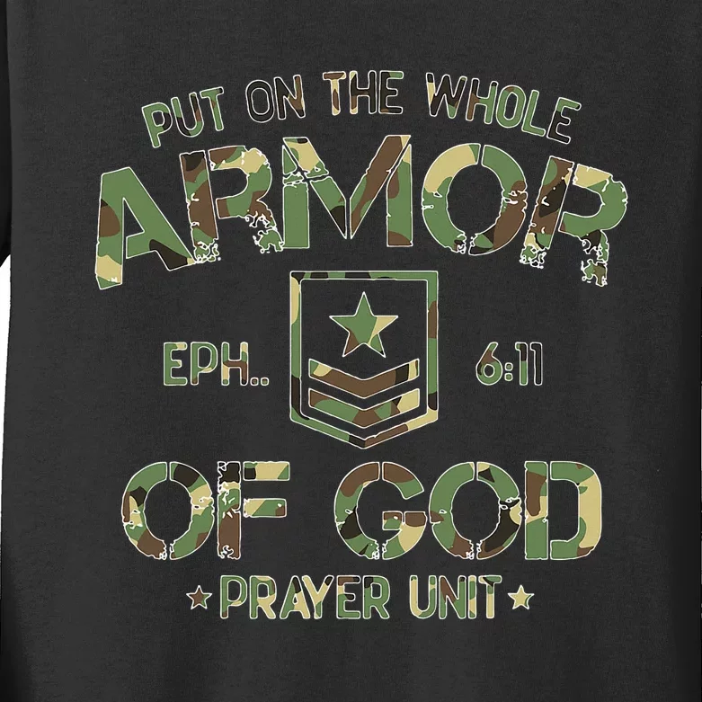 Put On The Spiritual Armor Of God Ephesians Kids Long Sleeve Shirt