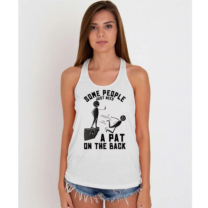 Pat On The Back Funny Adult Sarcastic Design Women's Knotted Racerback Tank