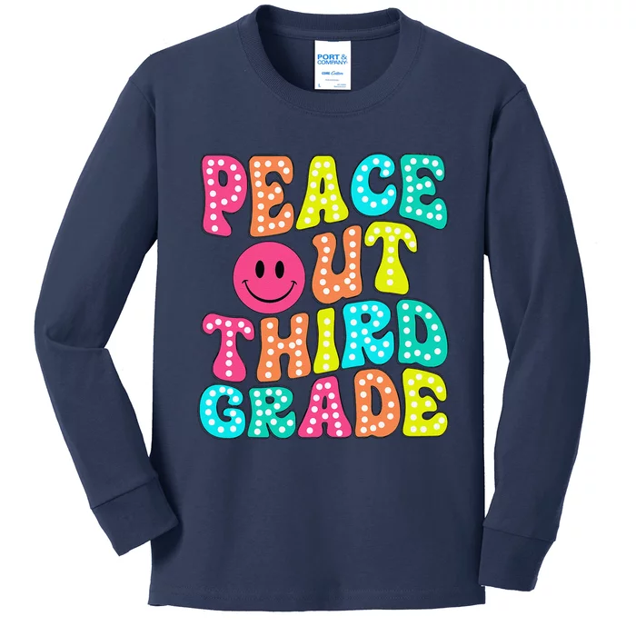 Peace Out Third Grade Last Day Of School 3rd Grade Teacher Kids Long Sleeve Shirt