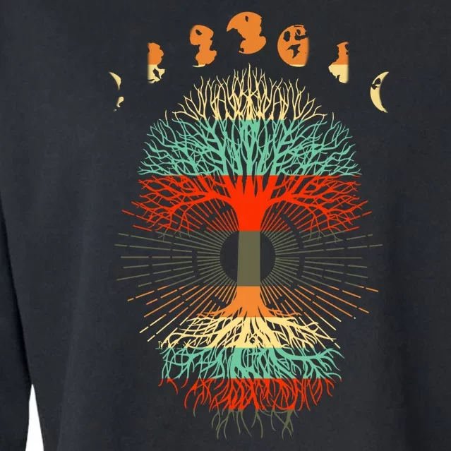 Phases Of The Moon Nature Retro Cropped Pullover Crew