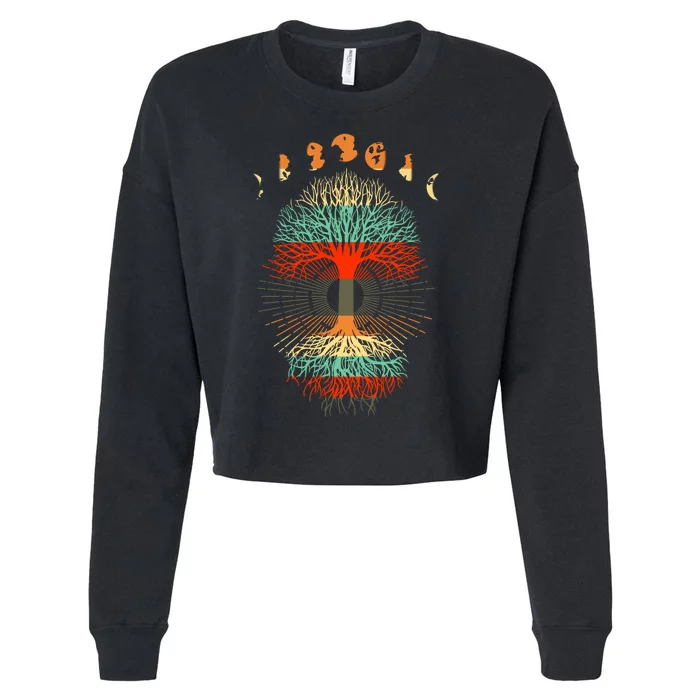 Phases Of The Moon Nature Retro Cropped Pullover Crew