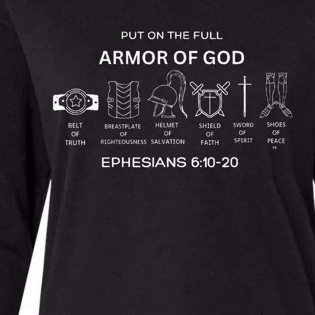 Put On The Full Armor Of God Bible Verse Religious Womens Cotton Relaxed Long Sleeve T-Shirt