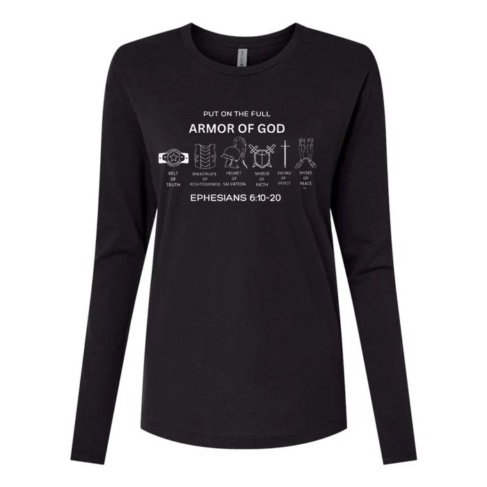 Put On The Full Armor Of God Bible Verse Religious Womens Cotton Relaxed Long Sleeve T-Shirt