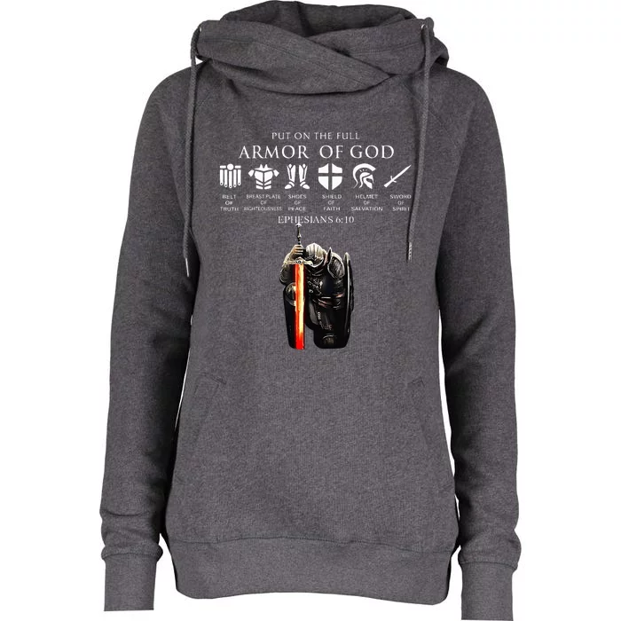 Put On The Full Armor Of God Womens Funnel Neck Pullover Hood