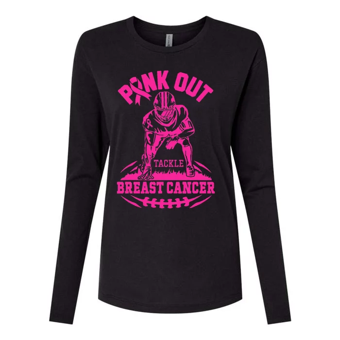 P.I.N.K. Out Tackle Breast Cancer Awareness Football Womens Cotton Relaxed Long Sleeve T-Shirt