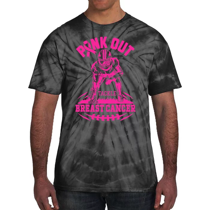 P.I.N.K. Out Tackle Breast Cancer Awareness Football Tie-Dye T-Shirt