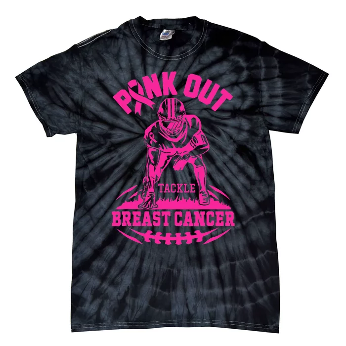 P.I.N.K. Out Tackle Breast Cancer Awareness Football Tie-Dye T-Shirt