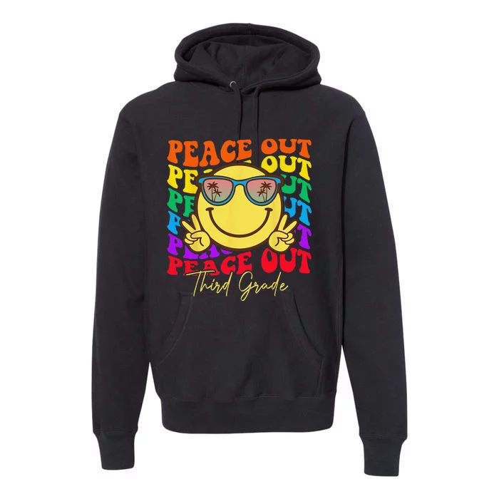 Peace Out Third Grade Graduation Smile Retro Face Premium Hoodie