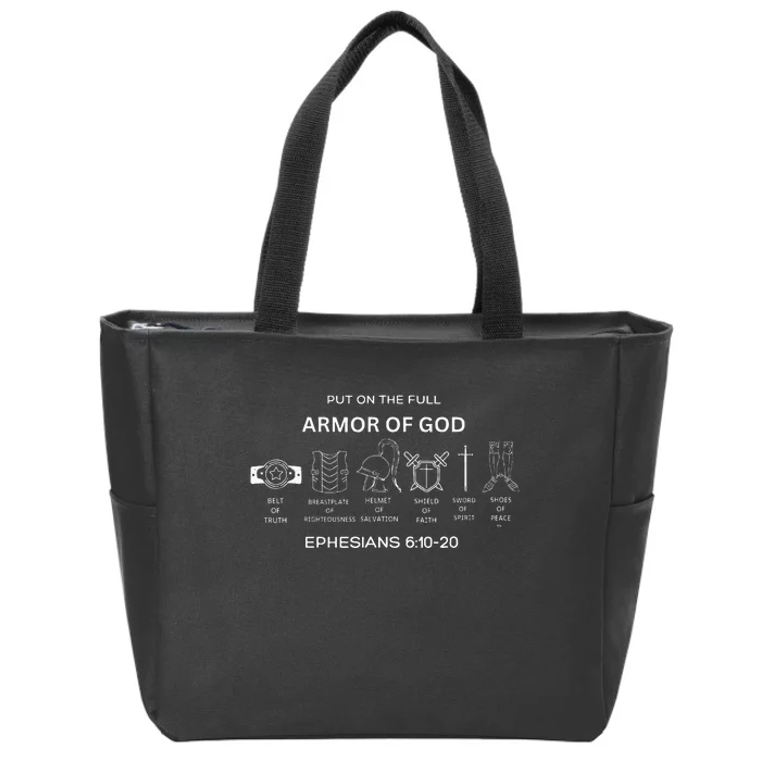 Put On The Full Armor Of God Bible Verse Religious Zip Tote Bag