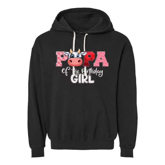 Papa of The Birthday Cow Family Cow Farm Matching Garment-Dyed Fleece Hoodie