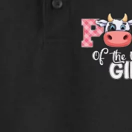 Papa of The Birthday Cow Family Cow Farm Matching Dry Zone Grid Performance Polo