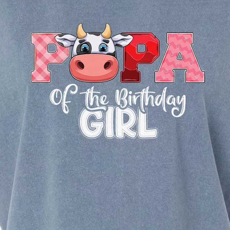 Papa of The Birthday Cow Family Cow Farm Matching Garment-Dyed Women's Muscle Tee