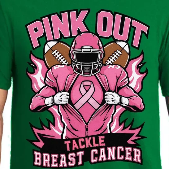 P.Ink Out Tackle Breast Cancer Awareness American Football Gift Pajama Set