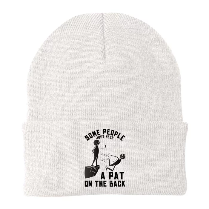 Pat On The Back Funny Adult Sarcastic Design Knit Cap Winter Beanie