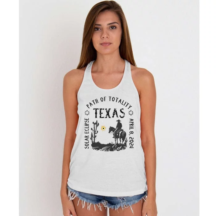 Path Of Totality Texas Solar Eclipse Women's Knotted Racerback Tank