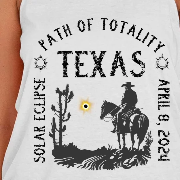 Path Of Totality Texas Solar Eclipse Women's Knotted Racerback Tank