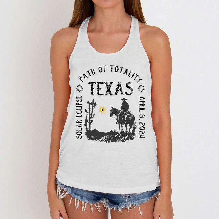 Path Of Totality Texas Solar Eclipse Women's Knotted Racerback Tank