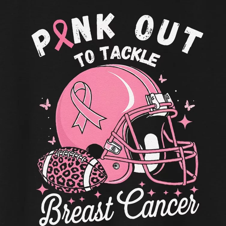 Pin.K Out Tackle Breast Cancer Awareness American Football Women's Crop Top Tee