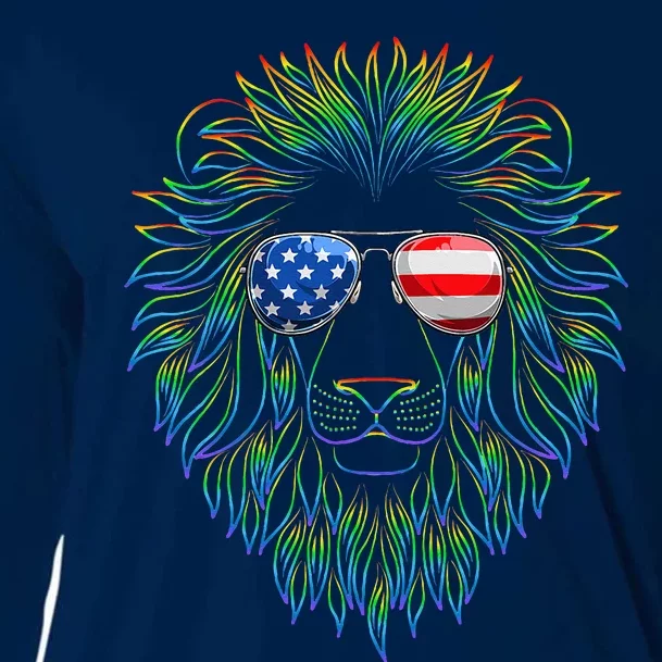 Pride of the United state Lion with USA Sunglasses Cooling Performance Long Sleeve Crew