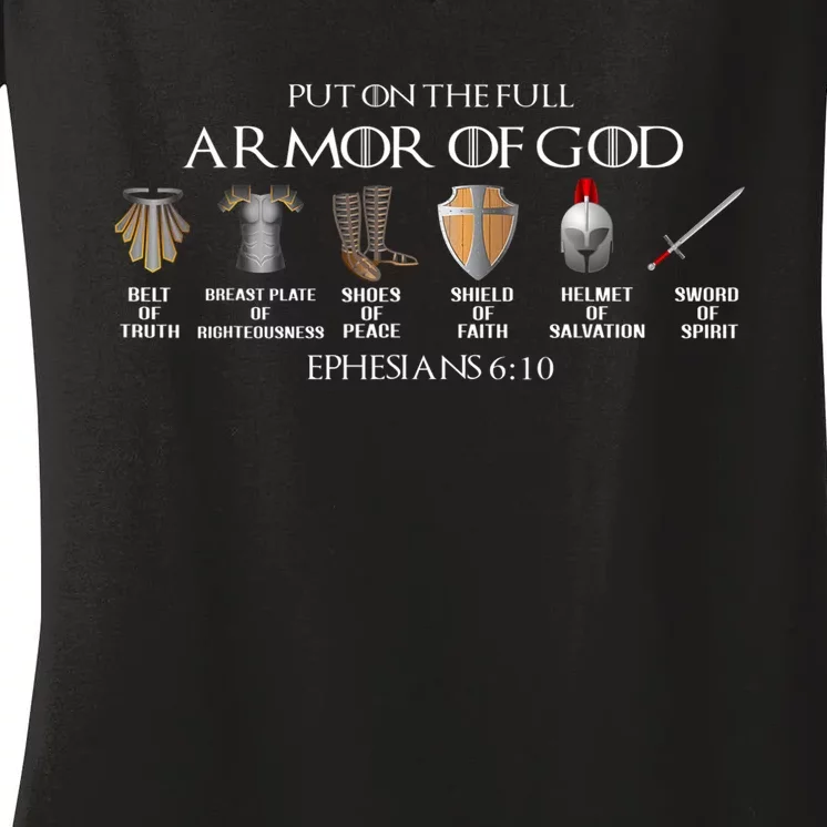 Put On The Full Armor Of God Belt Of Truth Breast Plate Of Women's V-Neck T-Shirt