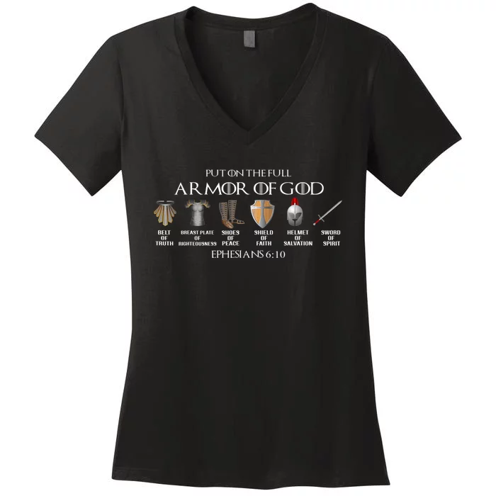 Put On The Full Armor Of God Belt Of Truth Breast Plate Of Women's V-Neck T-Shirt