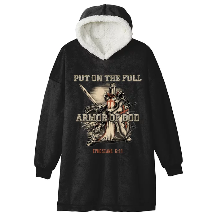 Put On The Full Armor Of God Christian Religious Quote Hooded Wearable Blanket