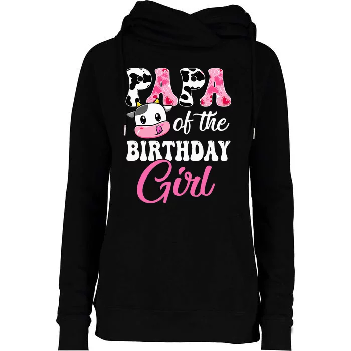 Papa Of The Birthday Farm Cow gift 1St Birthday Womens Funnel Neck Pullover Hood