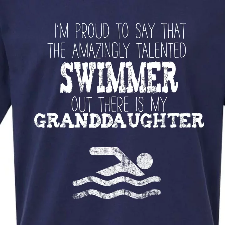 Proud Of Talented Swimmer Granddaughter Sueded Cloud Jersey T-Shirt