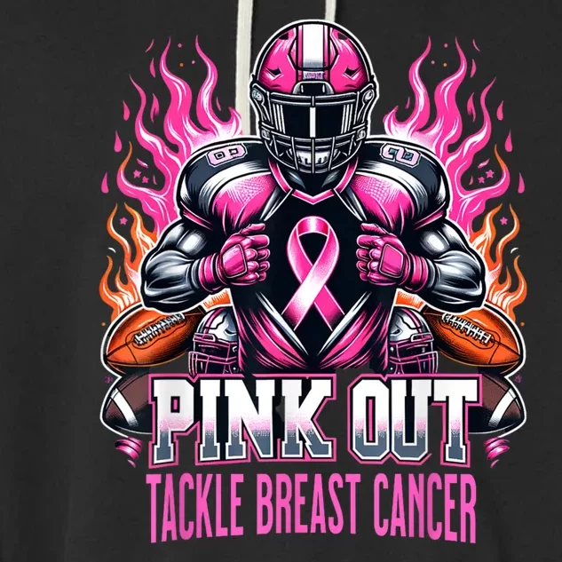 Pink Out Tackle Breast Cancer Awareness Football Garment-Dyed Fleece Hoodie