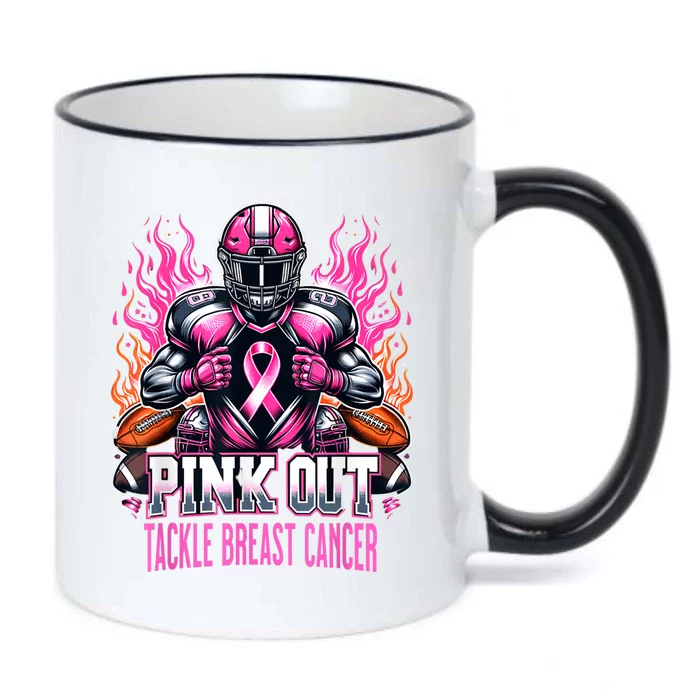 Pink Out Tackle Breast Cancer Awareness Football Black Color Changing Mug