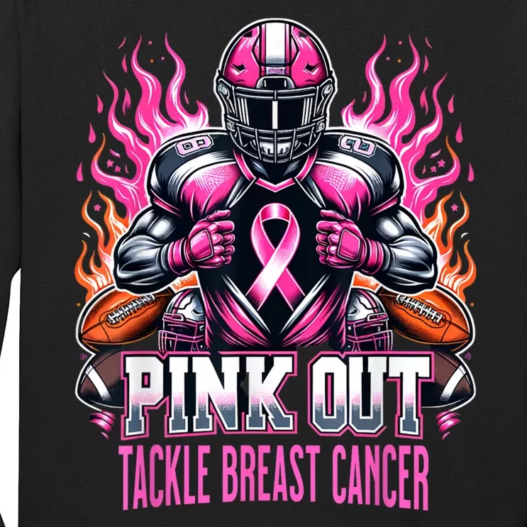 Pink Out Tackle Breast Cancer Awareness Football Long Sleeve Shirt